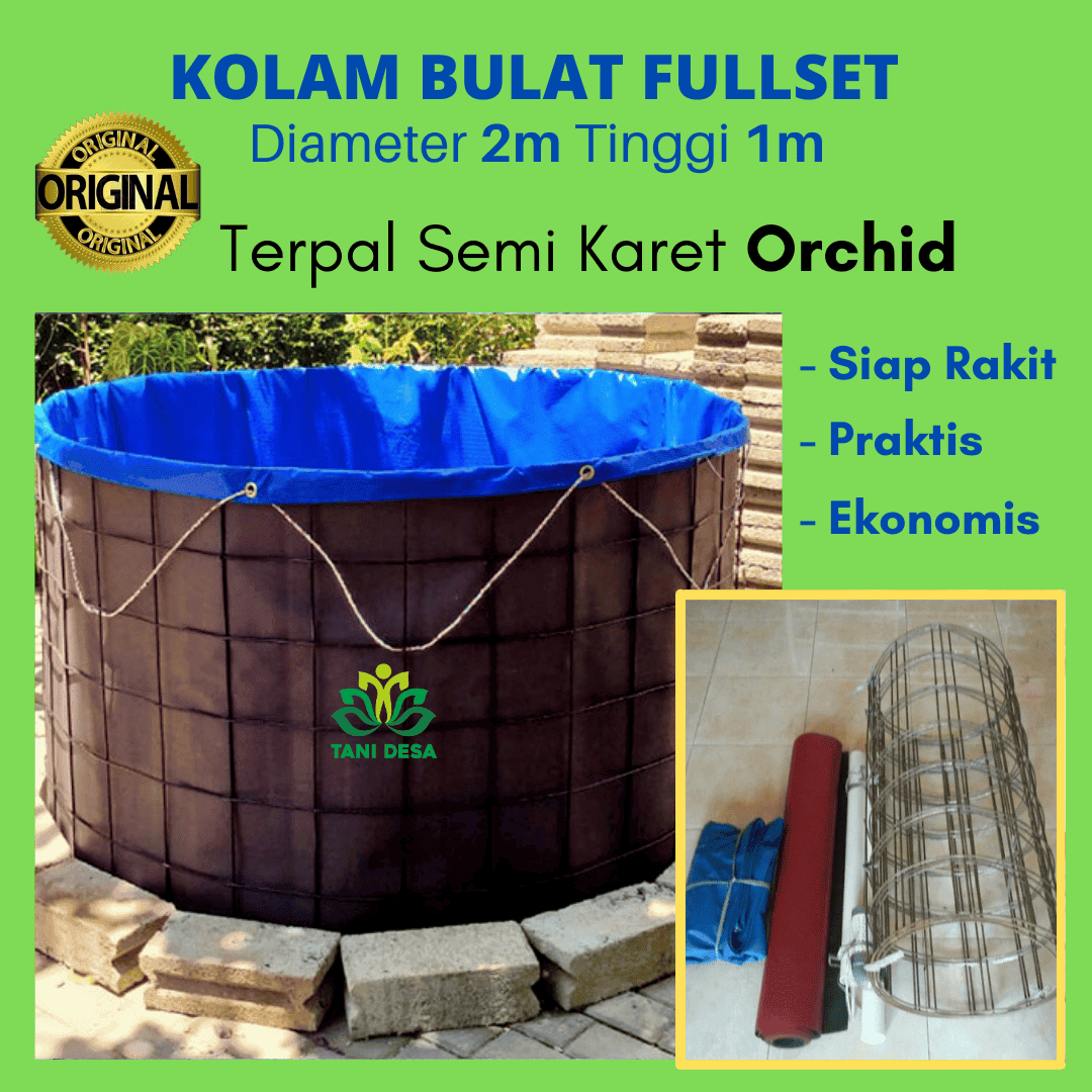 Kolam Bulat fullset Ukuran Diameter 2 m Tinggi 1 m