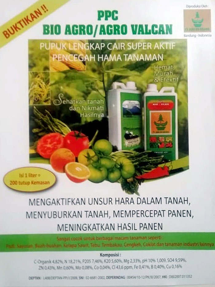 Pupuk Cair Organik BIO AGRO VALCAN / BIO SRI POHACI