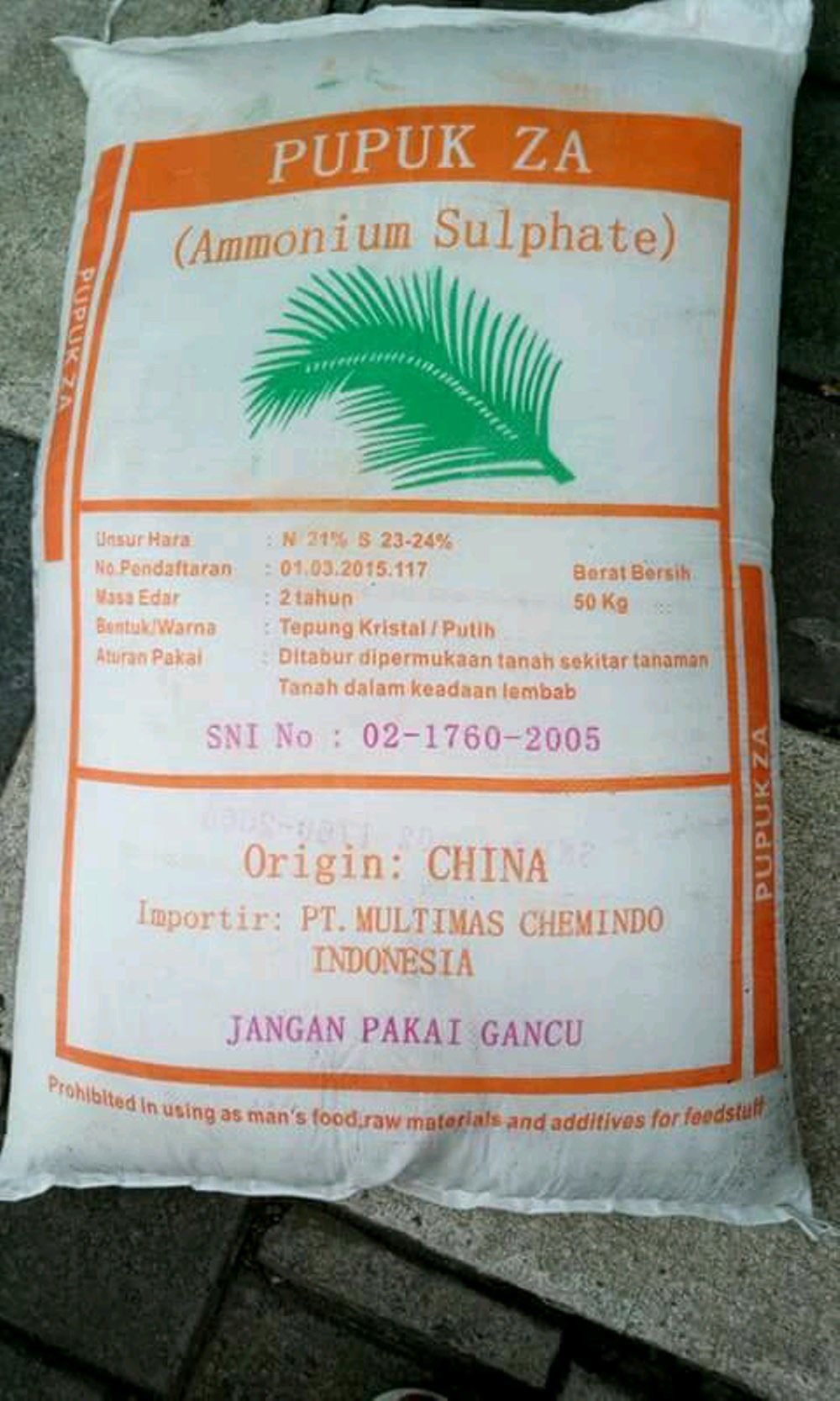 JUAL PUPUK ZA IMPORT CHINA NON SUBSIDI PT.AGA-GRESIK