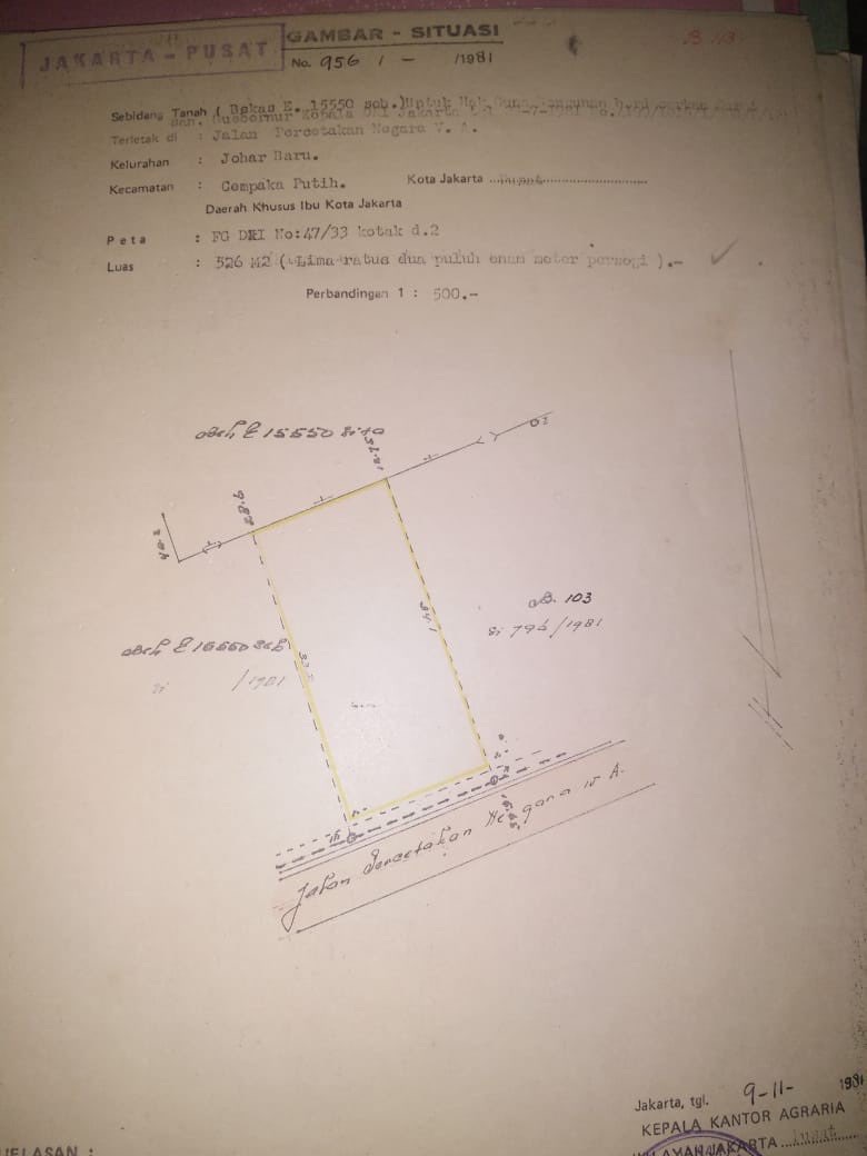 DIJUAL TANAH SELUAS 526 M2 DI SERTIFIKAT( DENGAN TANAH ASLI SELUAS 700 M2)