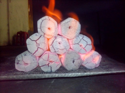 Briket arang kelapa murni bentuk hexagonal