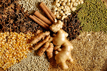 jahe, kopi, bawang merah, kemiri, dan rempah-rempah lainnya