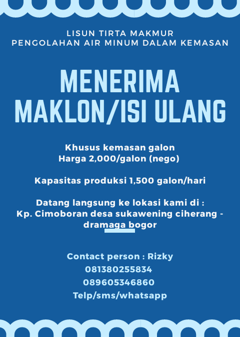Terima maklon air minum dalam kemasan galon